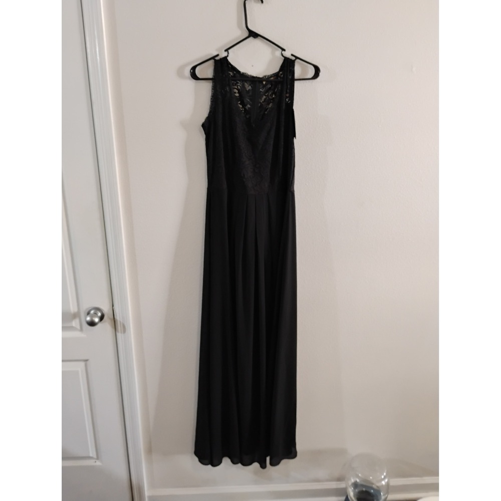 Miusol Womens Black Floral Lace V-Neck Sleeveless Maxi Dress Formal Gown NWT L